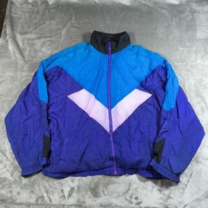 Vintage Aviat Sportif Jacket Men XL Blue Full Zip Colorblock 80s 90s Windbreaker